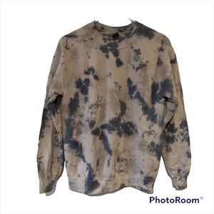Bleach Tie Dye Gildan Sweatshirt Adult Small S Blue Grey Retro boho